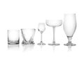 Set of empty glasses for different drinks Royalty Free Stock Photo