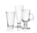 Set of empty glasses for different drinks on white Royalty Free Stock Photo