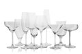 Set of empty glasses for different drinks on white Royalty Free Stock Photo