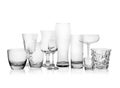 Set of empty glasses for different drinks on white Royalty Free Stock Photo