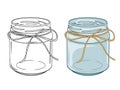 Set of empty jars. Colorful and black. Hand drawn objects