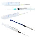 Set of empty medical plastic disposable syringes Royalty Free Stock Photo