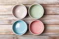 Empty pastel colored bowls Royalty Free Stock Photo