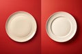 Set of empty plates flat lay