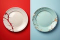 Set of empty plates flat lay