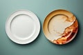 Set of empty plates flat lay