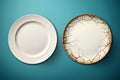 Set of empty plates flat lay