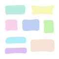 A set of empty rectangular multicolored spots isolated on a white background, hand-drawn, vector.