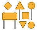 Set of empty road signs, yellow isolated on white background, vector illustration Royalty Free Stock Photo