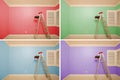 Set of Empty Rooms Painted in Variety of Colors Royalty Free Stock Photo