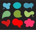 Set of empty speech bubbles. Online chat cloud vector isolated on dark background. Infographic colorful elements and Royalty Free Stock Photo