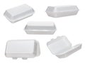 Set of empty takeaway food styrofoam container, isolated on white Royalty Free Stock Photo