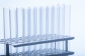 Set of empty test lab tubes on stand Royalty Free Stock Photo