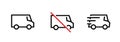 Set of empty van, ban and fast truck delivery icons. Editable line vector.