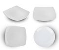 Set of empty white plate isolated on white background Royalty Free Stock Photo