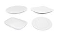 Set of empty white plate isolated on white Royalty Free Stock Photo