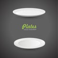 Set of empty white plate on the white background. Vector illustration