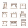 Set Of End Table Collection Web Icons Royalty Free Stock Photo