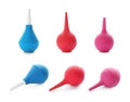 Set with enemas on white background. Royalty Free Stock Photo