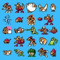 Set of enemies characters from 8-bit Darkwing Duck classic video game, pixel design vector illustration