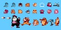 Set of enemies characters from 8-bit Mickey Mousecapade classic video game, pixel design vector illustration