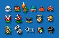 Set of enemies characters from Super Mario World classic video game, pixel design vector illustration
