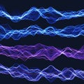 Set of energy chaotic waves. Sound or energy waves for your design Royalty Free Stock Photo