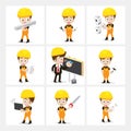 Set of 9 engineer and labor worker