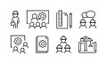 Set of engineering and design icons in linear style. People engineers and designers. Vector illustration EPS 10