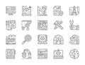 Set of Engineering and Manufacturing Line Icons. Presentation, Tools and more.