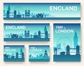 Set of England landscape country ornament travel tour concept. Culture traditional, flyer, magazine, book, poster