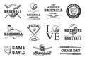 Set of 11 engraved style illustrations for posters, decoration, t-shirt design. Hand drawn baseball sketches with motivation Royalty Free Stock Photo
