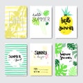 Set enjoy summer palm pineapple badge Isolated Typographic Design Label. Season Holidays lettering for logo,Templates