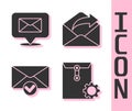 Set Envelope setting, Speech bubble with envelope, Envelope and check mark and Outgoing mail icon. Vector