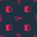 Set Envelope with Valentine heart and Key shape on seamless pattern. Vector Royalty Free Stock Photo