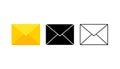 Set of envelopes icons with a picture of a closed letter. Paper document enclosed in an envelope. Delivery of correspondence or