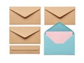Set of envelopes in various colors isolated on white background Royalty Free Stock Photo
