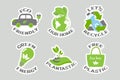 Set of environmental awareness stickers with slogan. Flat design eco concepts collection. Icons vector Royalty Free Stock Photo