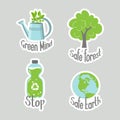 Set of environmental awareness stickers with slogan. Flat design eco concepts collection. Icons vector Royalty Free Stock Photo