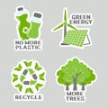 Set of environmental awareness stickers with slogan. Flat design eco concepts collection. Icons vector Royalty Free Stock Photo