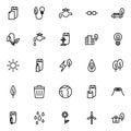 Set of environmental line icons on white background, for any occasion