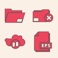 Set EPS file document, Document folder, Delete folder and Cloud download and upload icon. Vector Royalty Free Stock Photo