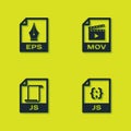 Set EPS file document, JS, and MOV icon. Vector