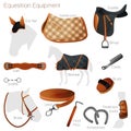 Set of equestrian equipment. Vector. Royalty Free Stock Photo