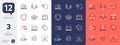 Set of Equity, Interview job and Sharing economy line icons. For design. Vector