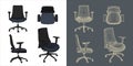 Set of ergonomic chair wireframe vector concept blueprint