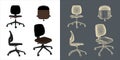 Set of ergonomic chair wireframe vector concept blueprint