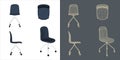 Set of ergonomic chair wireframe vector concept blueprint