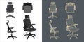 Set of ergonomic chair wireframe vector concept blueprint