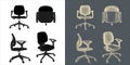 Set of ergonomic chair wireframe vector concept blueprint